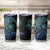 Floral Polynesian Hibiscus Tattoo Tumbler Cup Blue Gradient Style