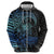 Floral Polynesian Hibiscus Tattoo Zip Hoodie Blue Gradient Style