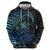 Floral Polynesian Hibiscus Tattoo Zip Hoodie Blue Gradient Style