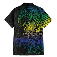 Floral Polynesian Hibiscus Tattoo Family Matching Mermaid Dress and Hawaiian Shirt Green Gradient Style LT9 - Polynesian Pride