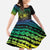 Floral Polynesian Hibiscus Tattoo Family Matching Puletasi and Hawaiian Shirt Green Gradient Style