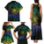 Floral Polynesian Hibiscus Tattoo Family Matching Tank Maxi Dress and Hawaiian Shirt Green Gradient Style