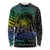 Floral Polynesian Hibiscus Tattoo Long Sleeve Shirt Green Gradient Style