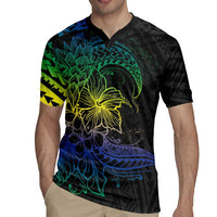 Floral Polynesian Hibiscus Tattoo Rugby Jersey Green Gradient Style
