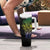 Floral Polynesian Hibiscus Tattoo Tumbler With Handle Green Gradient Style