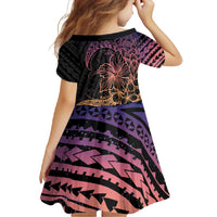 Floral Polynesian Hibiscus Tattoo Family Matching Mermaid Dress and Hawaiian Shirt Peach Gradient Style LT9 - Polynesian Pride