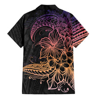 Floral Polynesian Hibiscus Tattoo Family Matching Mermaid Dress and Hawaiian Shirt Peach Gradient Style LT9 - Polynesian Pride
