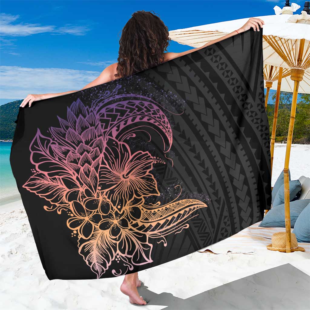 Floral Polynesian Hibiscus Tattoo Sarong Peach Gradient Style