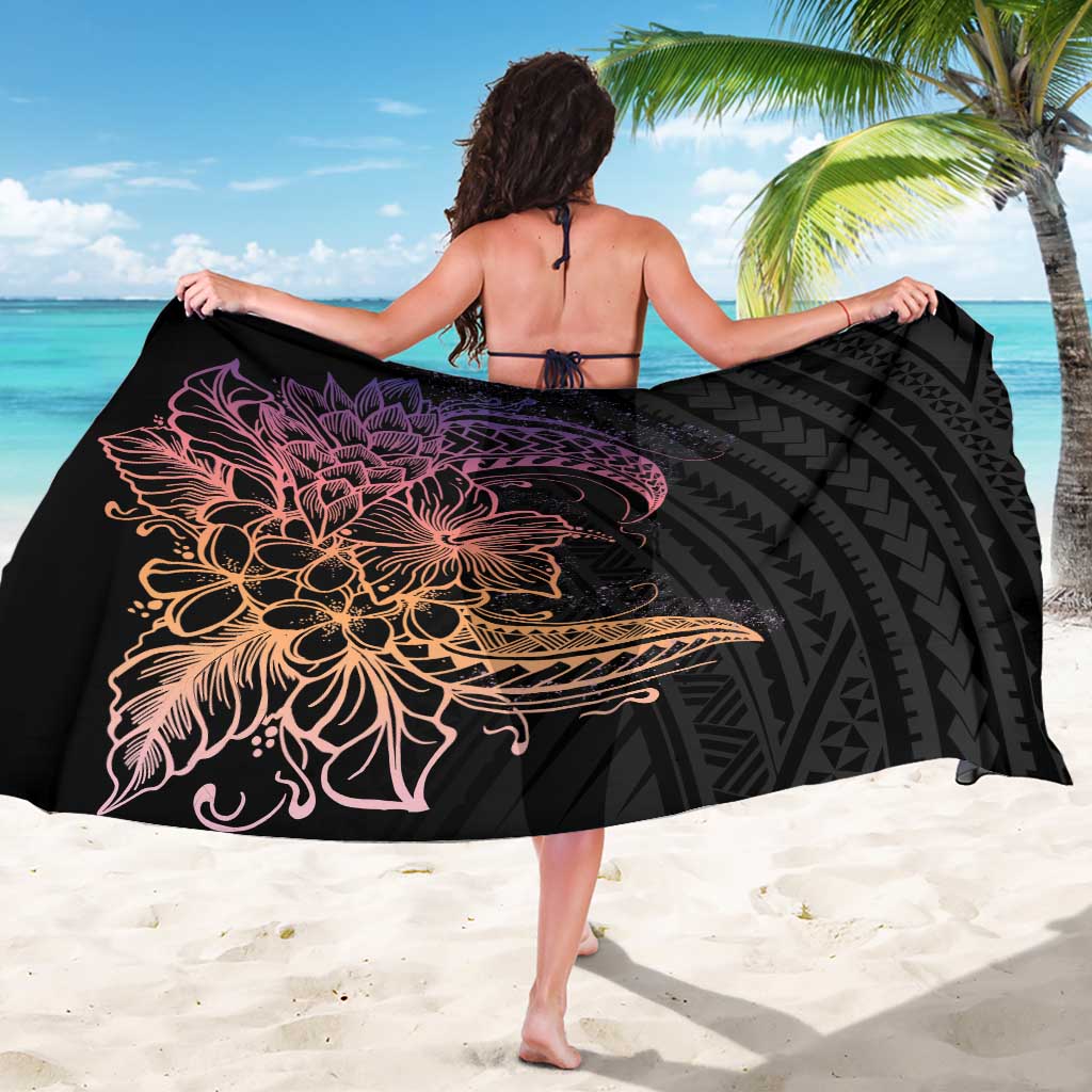 Floral Polynesian Hibiscus Tattoo Sarong Peach Gradient Style