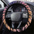 Floral Polynesian Hibiscus Tattoo Steering Wheel Cover Peach Gradient Style