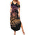 Floral Polynesian Hibiscus Tattoo Summer Maxi Dress Peach Gradient Style