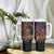 Floral Polynesian Hibiscus Tattoo Tumbler With Handle Peach Gradient Style