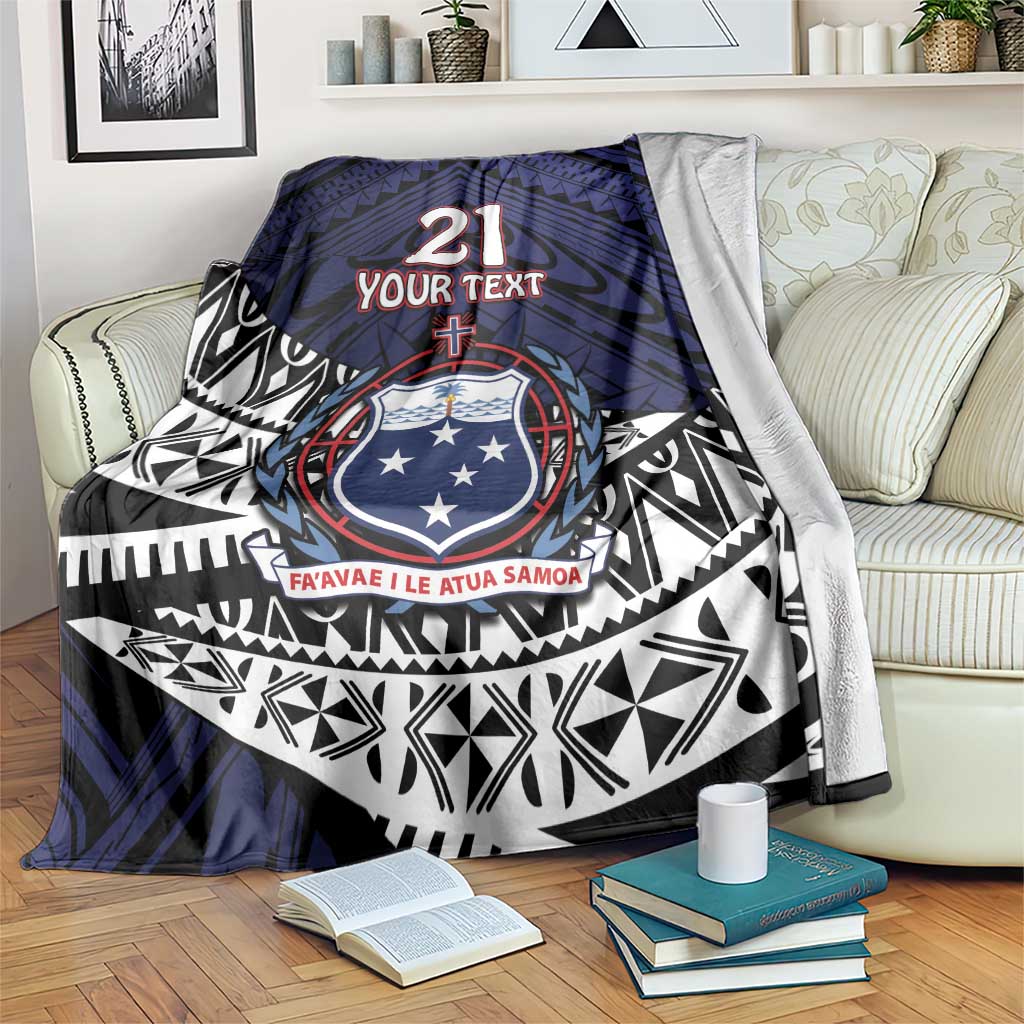 Custom Samoa Rugby Pacific Blanket Samoan Warrior Tribal Pattern