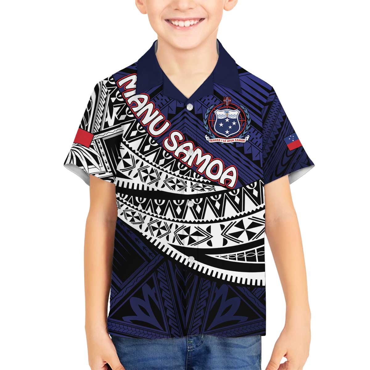 Custom Samoa Rugby Pacific Family Matching Puletasi and Hawaiian Shirt Samoan Warrior Tribal Pattern