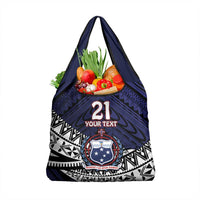 Custom Samoa Rugby Pacific Grocery Bag Samoan Warrior Tribal Pattern