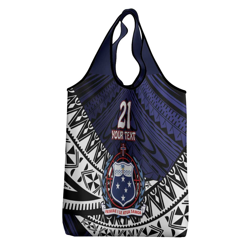 Custom Samoa Rugby Pacific Grocery Bag Samoan Warrior Tribal Pattern