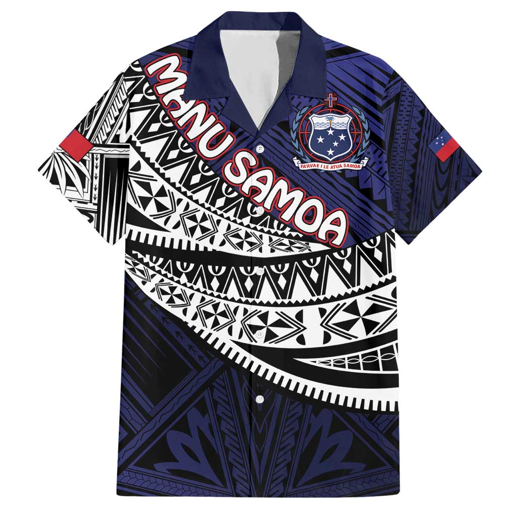 Custom Samoa Rugby Pacific Hawaiian Shirt Samoan Warrior Tribal Pattern