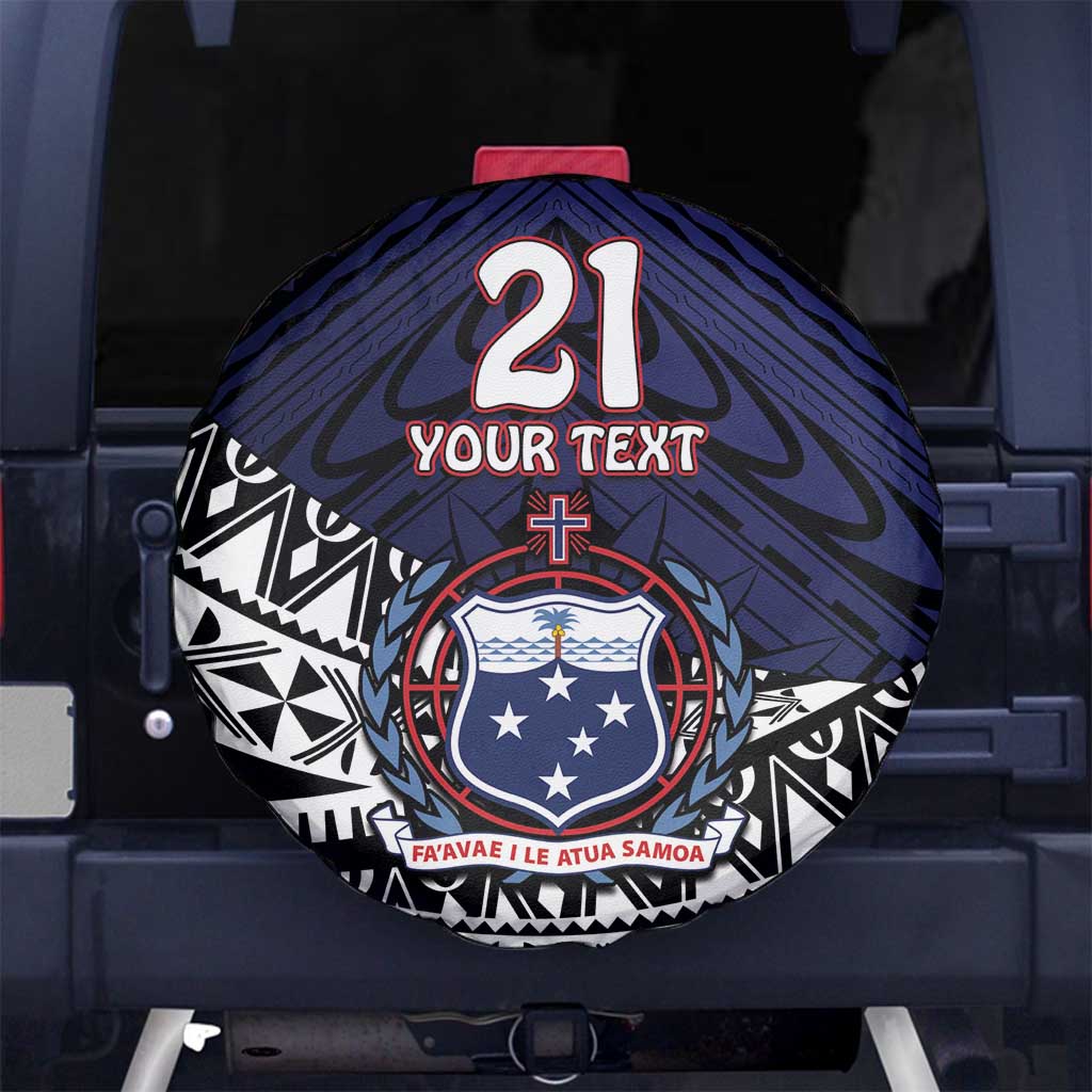 Custom Samoa Rugby Pacific Spare Tire Cover Samoan Warrior Tribal Pattern