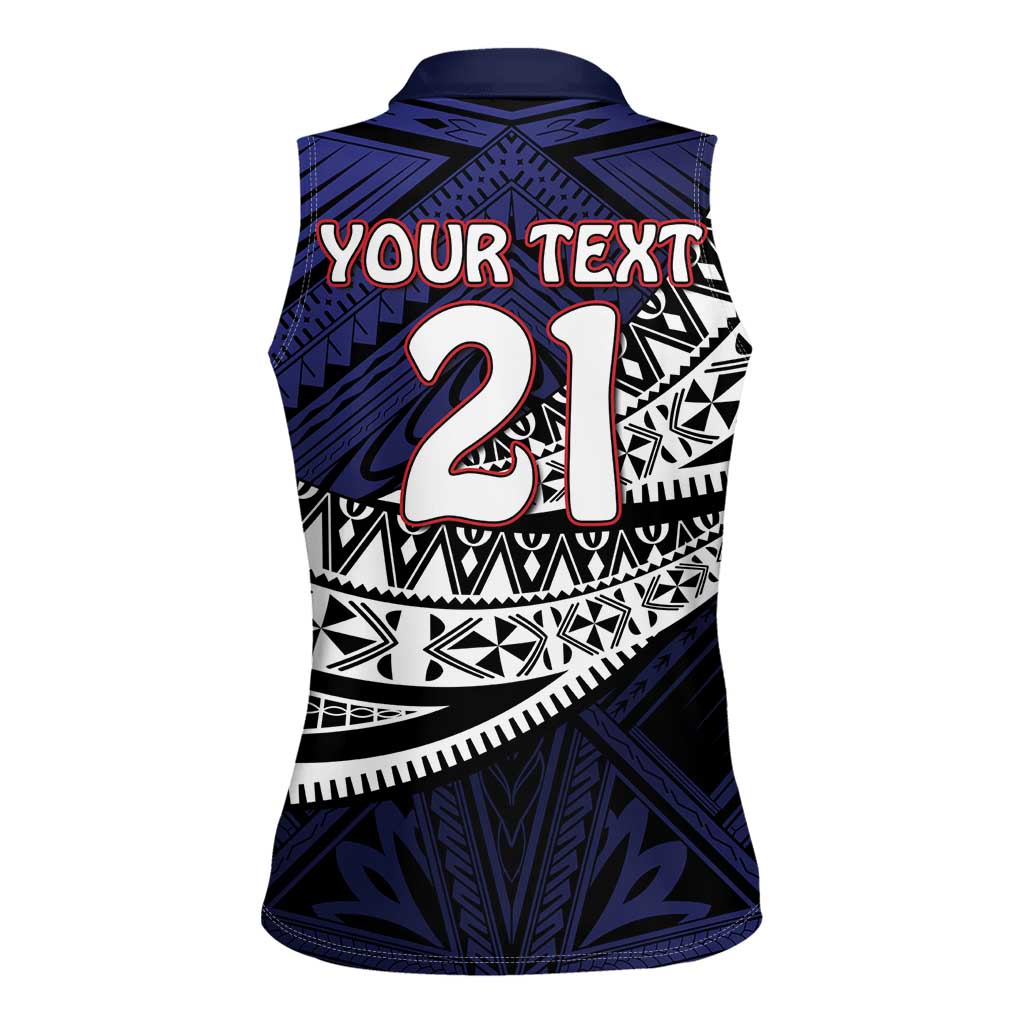Custom Samoa Rugby Pacific Women Sleeveless Polo Shirt Samoan Warrior Tribal Pattern