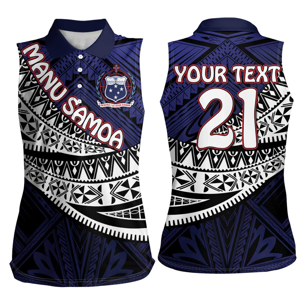 Custom Samoa Rugby Pacific Women Sleeveless Polo Shirt Samoan Warrior Tribal Pattern