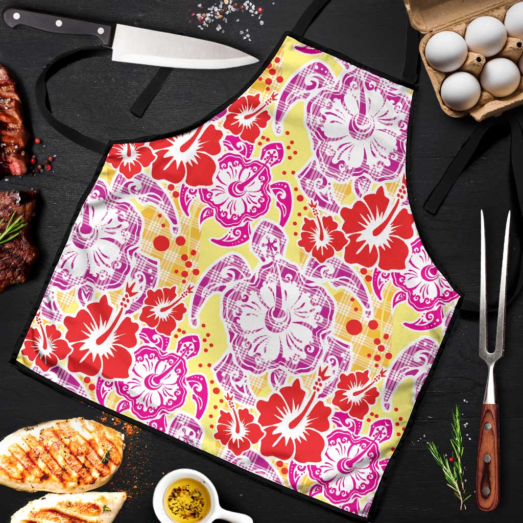Palaka with Honu and Hibiscus Apron Hawaiian Heritage Spirit - Polynesian Pride
