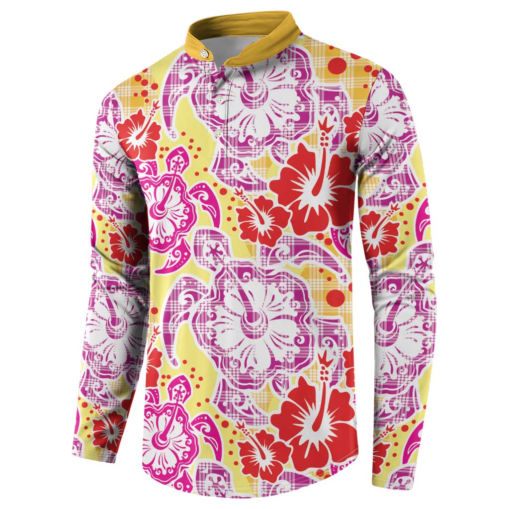 Palaka with Honu and Hibiscus Button Sweatshirt Hawaiian Heritage Spirit - Polynesian Pride