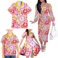 Palaka with Honu and Hibiscus Family Matching Off The Shoulder Long Sleeve Dress and Hawaiian Shirt Hawaiian Heritage Spirit - Polynesian Pride