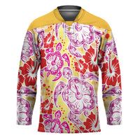 Palaka with Honu and Hibiscus Hockey Jersey Hawaiian Heritage Spirit - Polynesian Pride
