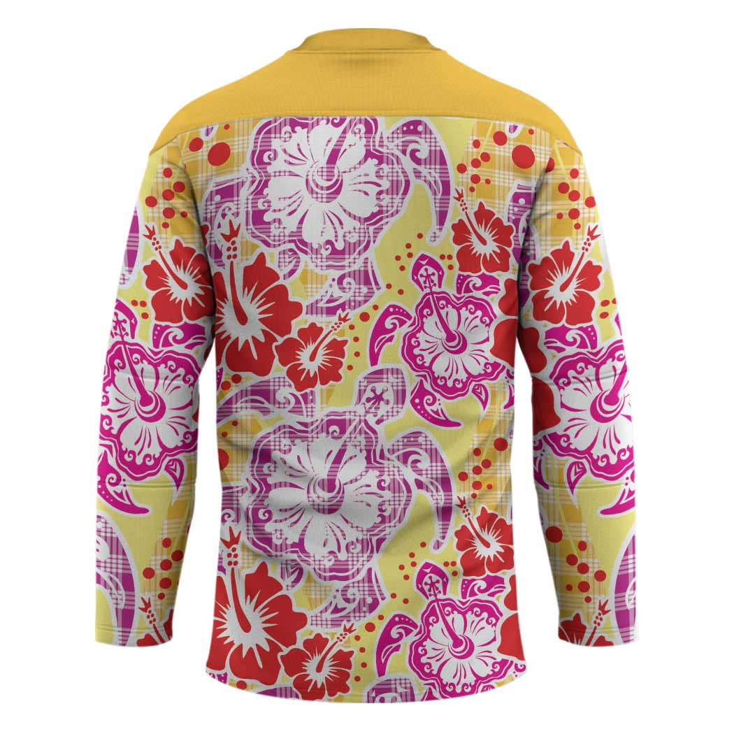 Palaka with Honu and Hibiscus Hockey Jersey Hawaiian Heritage Spirit - Polynesian Pride