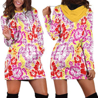 Palaka with Honu and Hibiscus Hoodie Dress Hawaiian Heritage Spirit - Polynesian Pride
