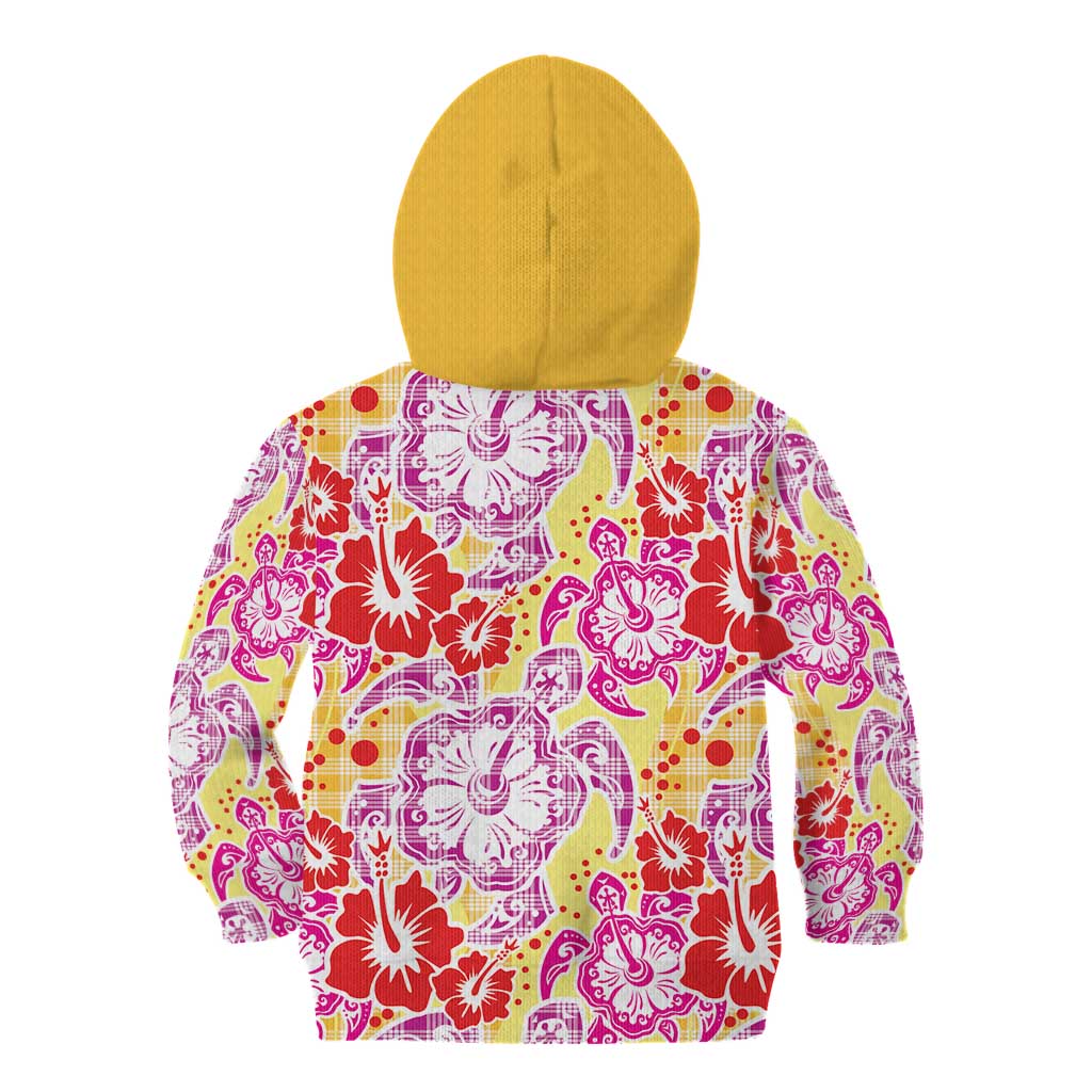 Palaka with Honu and Hibiscus Kid Hoodie Hawaiian Heritage Spirit - Polynesian Pride