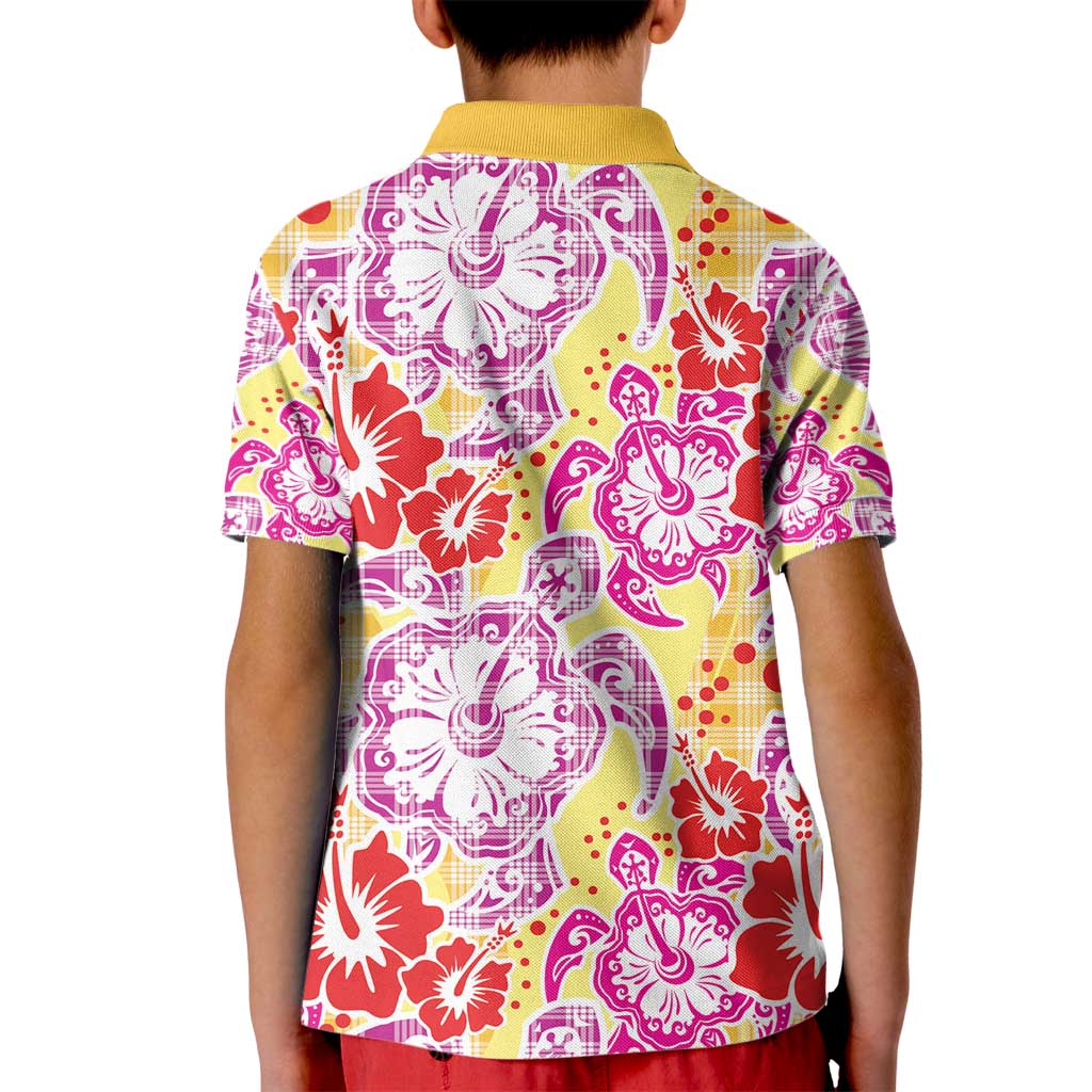 Palaka with Honu and Hibiscus Kid Polo Shirt Hawaiian Heritage Spirit - Polynesian Pride
