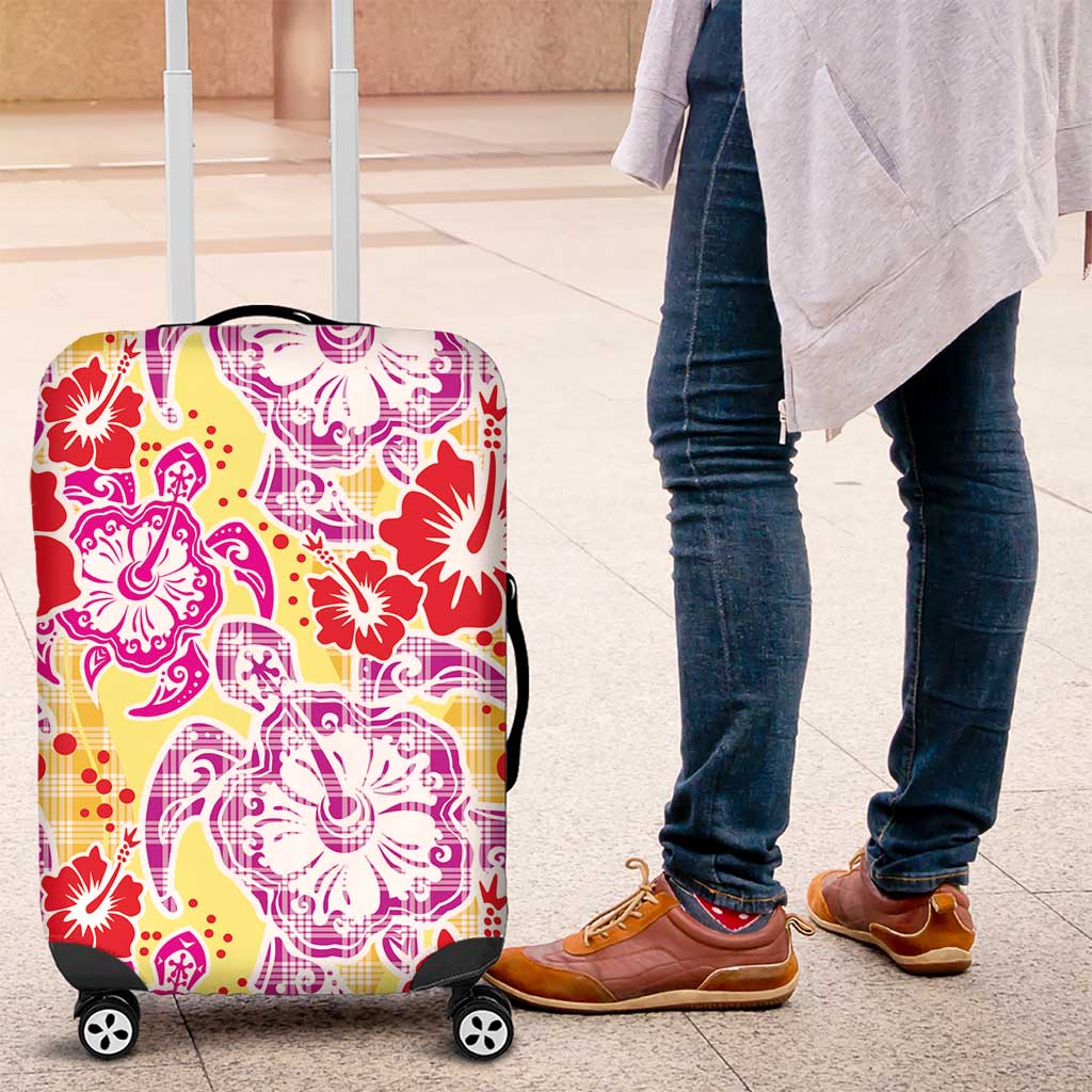 Palaka with Honu and Hibiscus Luggage Cover Hawaiian Heritage Spirit - Polynesian Pride