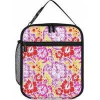 Palaka with Honu and Hibiscus Lunch Bag Hawaiian Heritage Spirit LT9 10.2 × 8.3 × 4.3 inch Red - Polynesian Pride