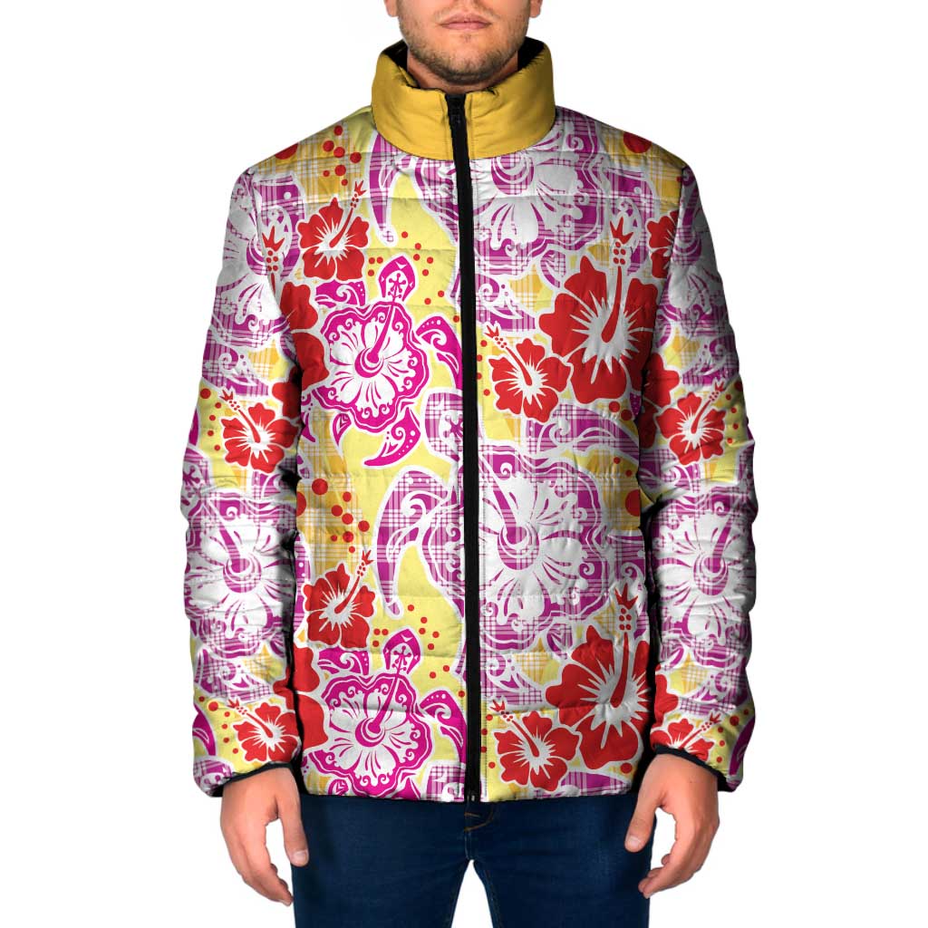 Palaka with Honu and Hibiscus Padded Jacket Hawaiian Heritage Spirit - Polynesian Pride