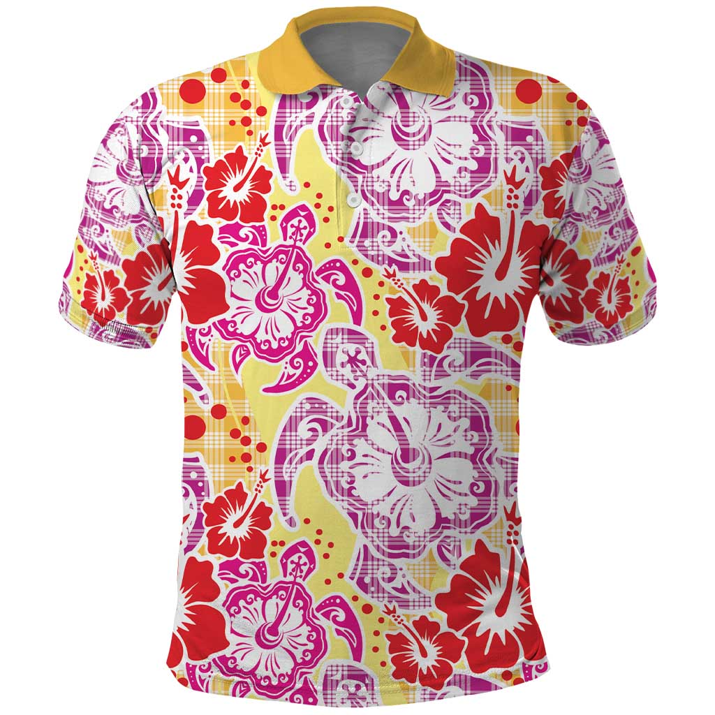 Palaka with Honu and Hibiscus Polo Shirt Hawaiian Heritage Spirit - Polynesian Pride