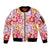 Palaka with Honu and Hibiscus Sleeve Zip Bomber Jacket Hawaiian Heritage Spirit - Polynesian Pride