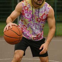 Palaka with Honu and Hibiscus Sleeveless Hoodie Hawaiian Heritage Spirit - Polynesian Pride