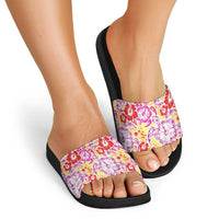 Palaka with Honu and Hibiscus Slide Sandals Hawaiian Heritage Spirit - Polynesian Pride