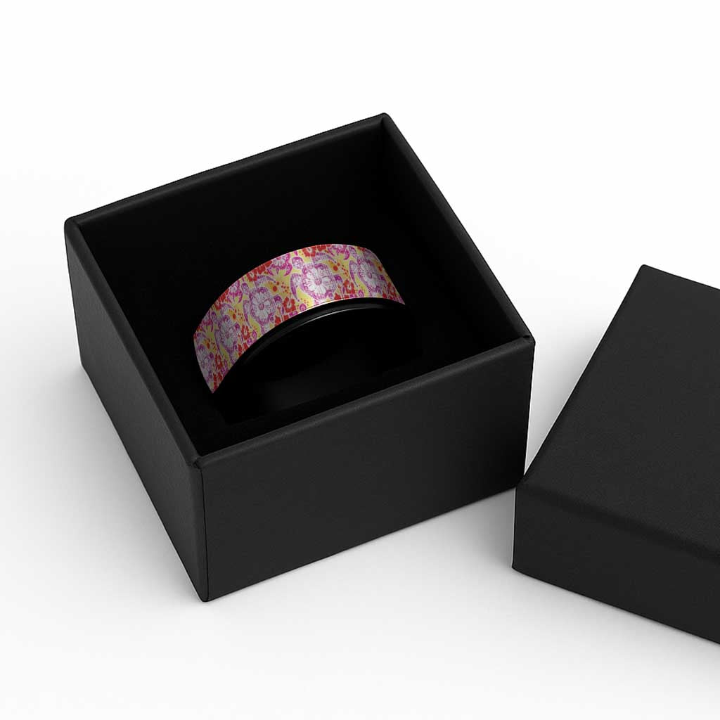 Palaka with Honu and Hibiscus Spinner Ring Hawaiian Heritage Spirit - Polynesian Pride