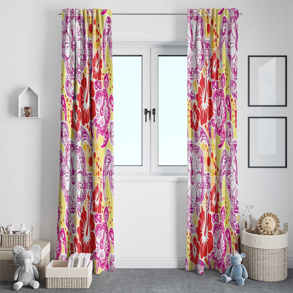 Palaka with Honu and Hibiscus Window Curtain Hawaiian Heritage Spirit - Polynesian Pride