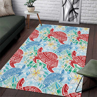 Palaka with Honu and Plumeria Area Rug Hawaiian Heritage Spirit - Polynesian Pride