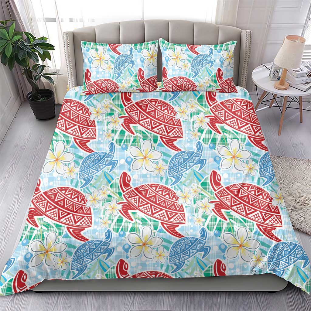 Palaka with Honu and Plumeria Bedding Set Hawaiian Heritage Spirit - Polynesian Pride