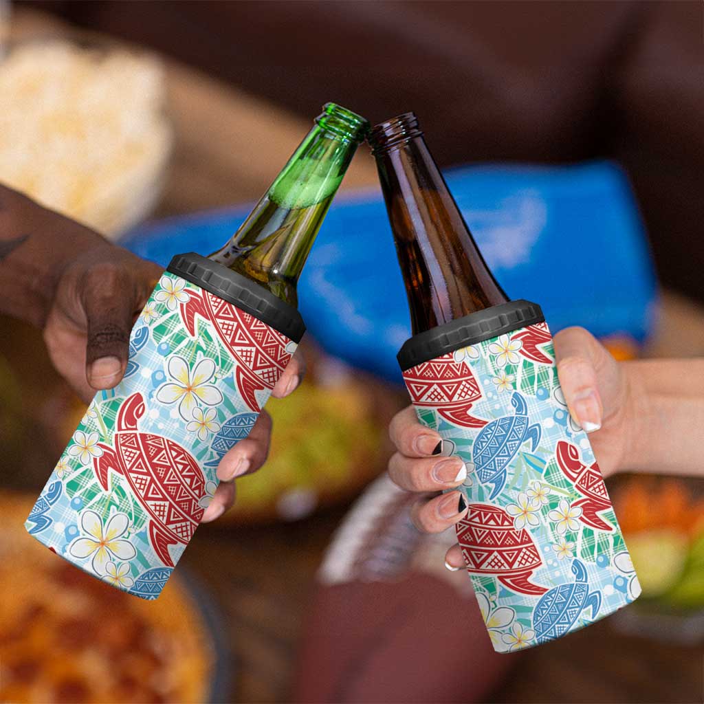 Palaka with Honu and Plumeria 4 in 1 Can Cooler Tumbler Hawaiian Heritage Spirit - Polynesian Pride