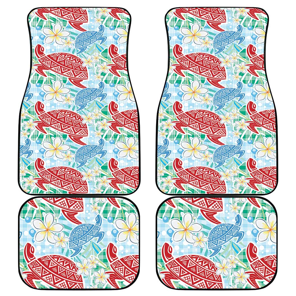 Palaka with Honu and Plumeria Car Mats Hawaiian Heritage Spirit - Polynesian Pride