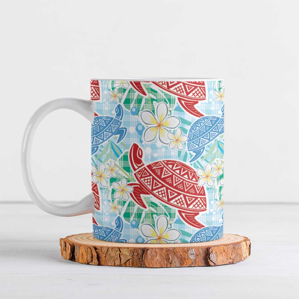 Palaka with Honu and Plumeria Ceramic Mug Hawaiian Heritage Spirit - Polynesian Pride