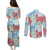 Palaka with Honu and Plumeria Couples Matching Puletasi and Long Sleeve Button Shirt Hawaiian Heritage Spirit - Polynesian Pride