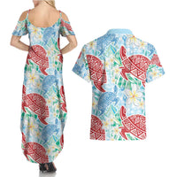 Palaka with Honu and Plumeria Couples Matching Summer Maxi Dress and Hawaiian Shirt Hawaiian Heritage Spirit LT9 - Polynesian Pride