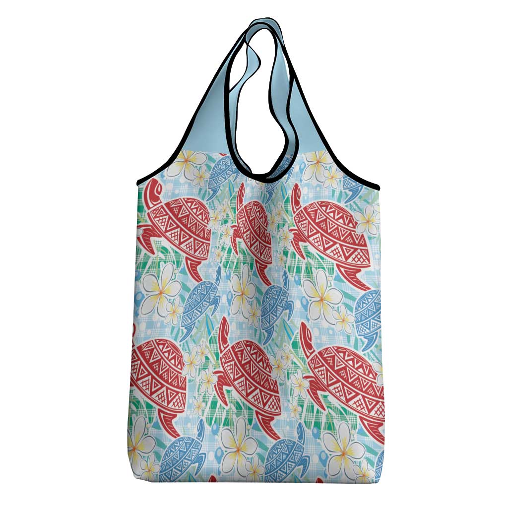 Palaka with Honu and Plumeria Grocery Bag Hawaiian Heritage Spirit - Polynesian Pride