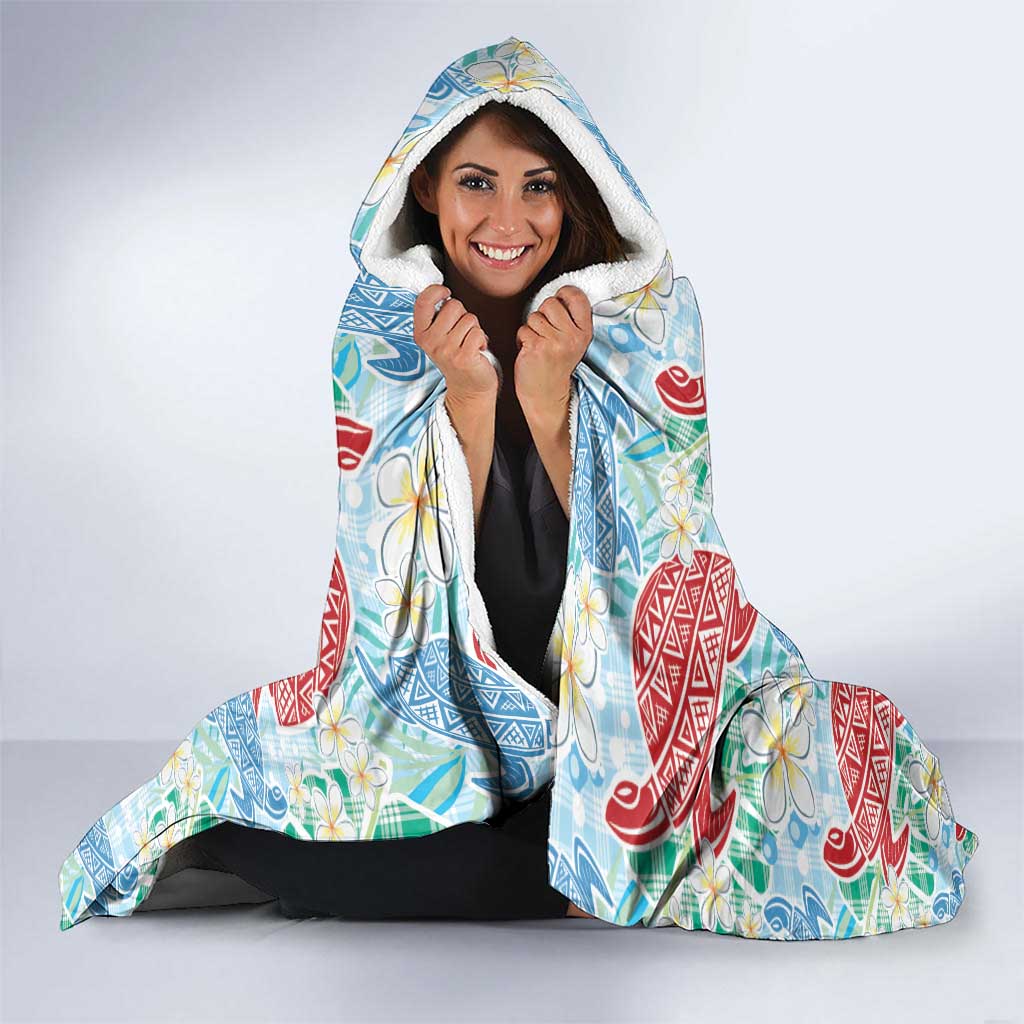 Palaka with Honu and Plumeria Hooded Blanket Hawaiian Heritage Spirit - Polynesian Pride